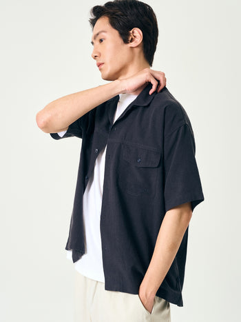 Double Pocket Slub Shirts (Navy)