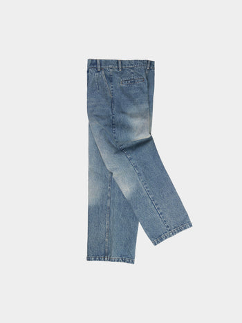 Loose Fit Pin-tuck Denim Pants - Mid Indigo | A1 (M)