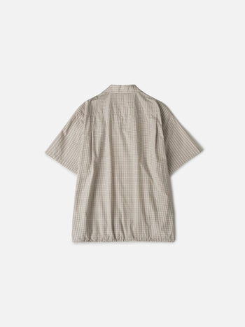 Open Collar Check Shirts (Beige)