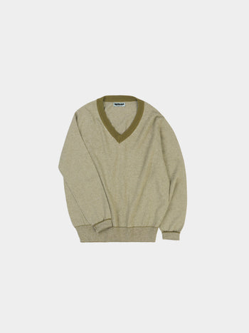(W)Pin-Stripe V-neck Knit - Olive | W0 (S)