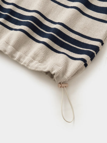 Airy Cotton Collar Knit (Stripe Ivory)