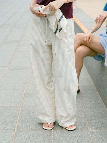 Easy Stripe Banding Pants (Stripe Olive)