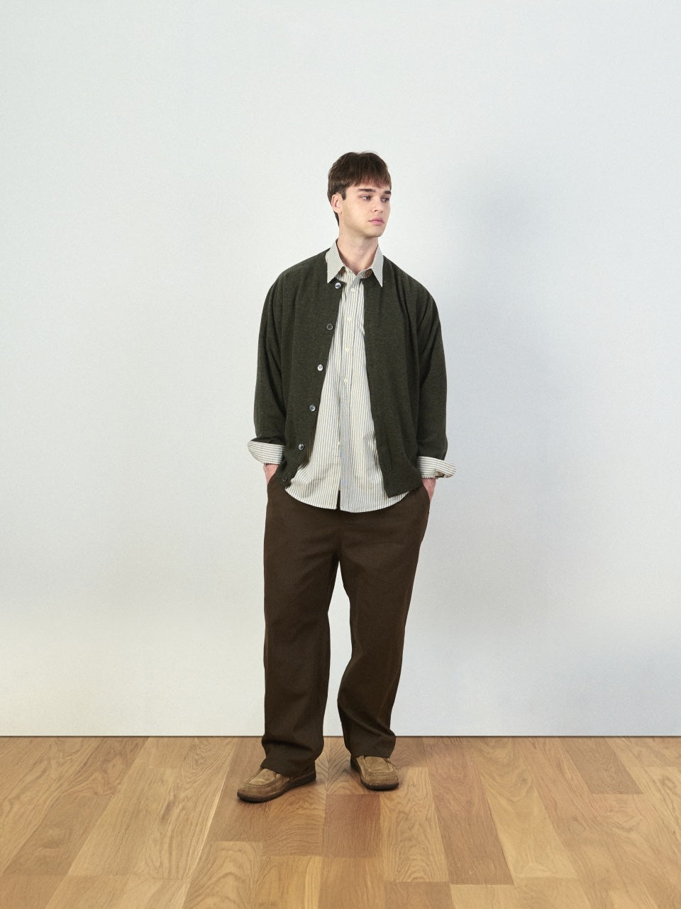 Light Wholegarments Cardigan (Deep Khaki)