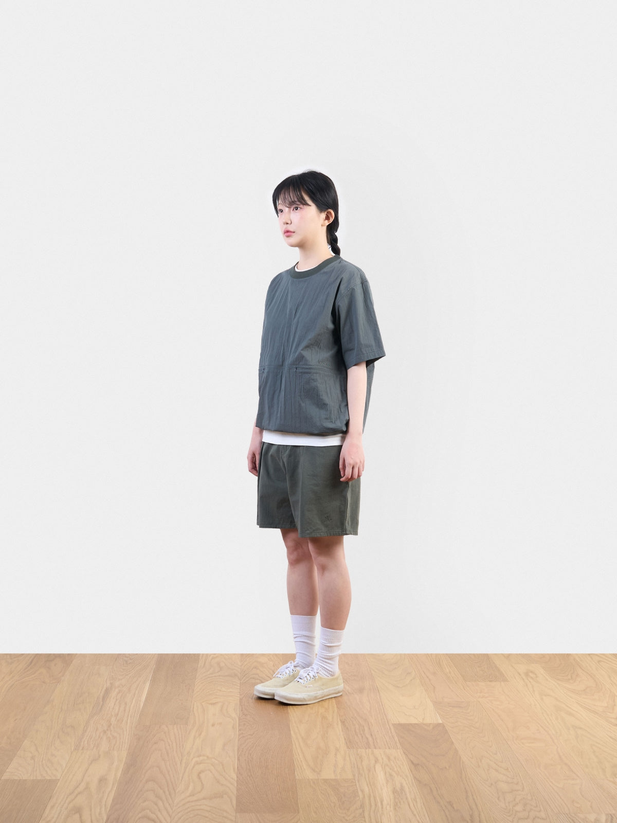 Pocket Volume String Half Tee (Charcoal)