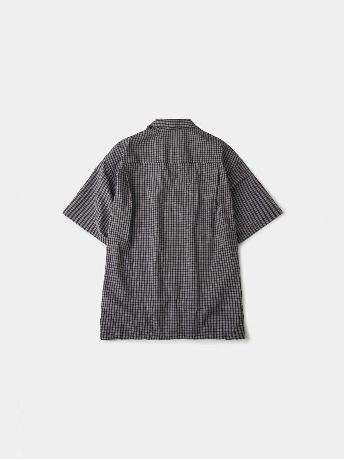 Open Collar Check Shirts (Charcoal)