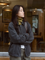 Two-tone Strap Fleece Jacket (Charcoal)