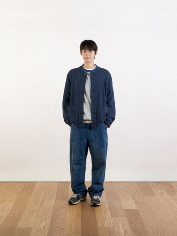 Fine Wool Roundneck Cardigan (Brown)