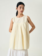 Pleats Sleeveless Top (Ivory)