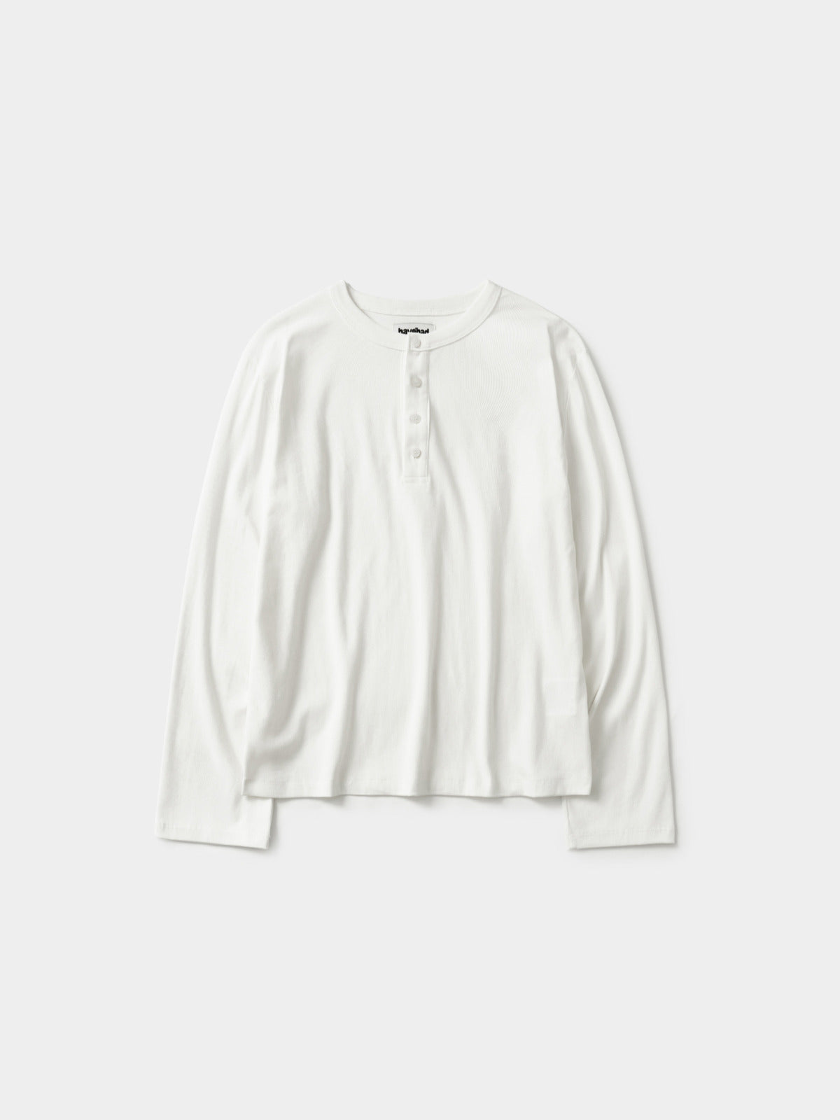 Henley Neck Long Sleeve T-Shirt (White)
