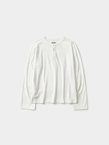 Henley Neck Long Sleeve T-Shirt (White)