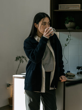 2way Zip-up Cardigan (Navy)