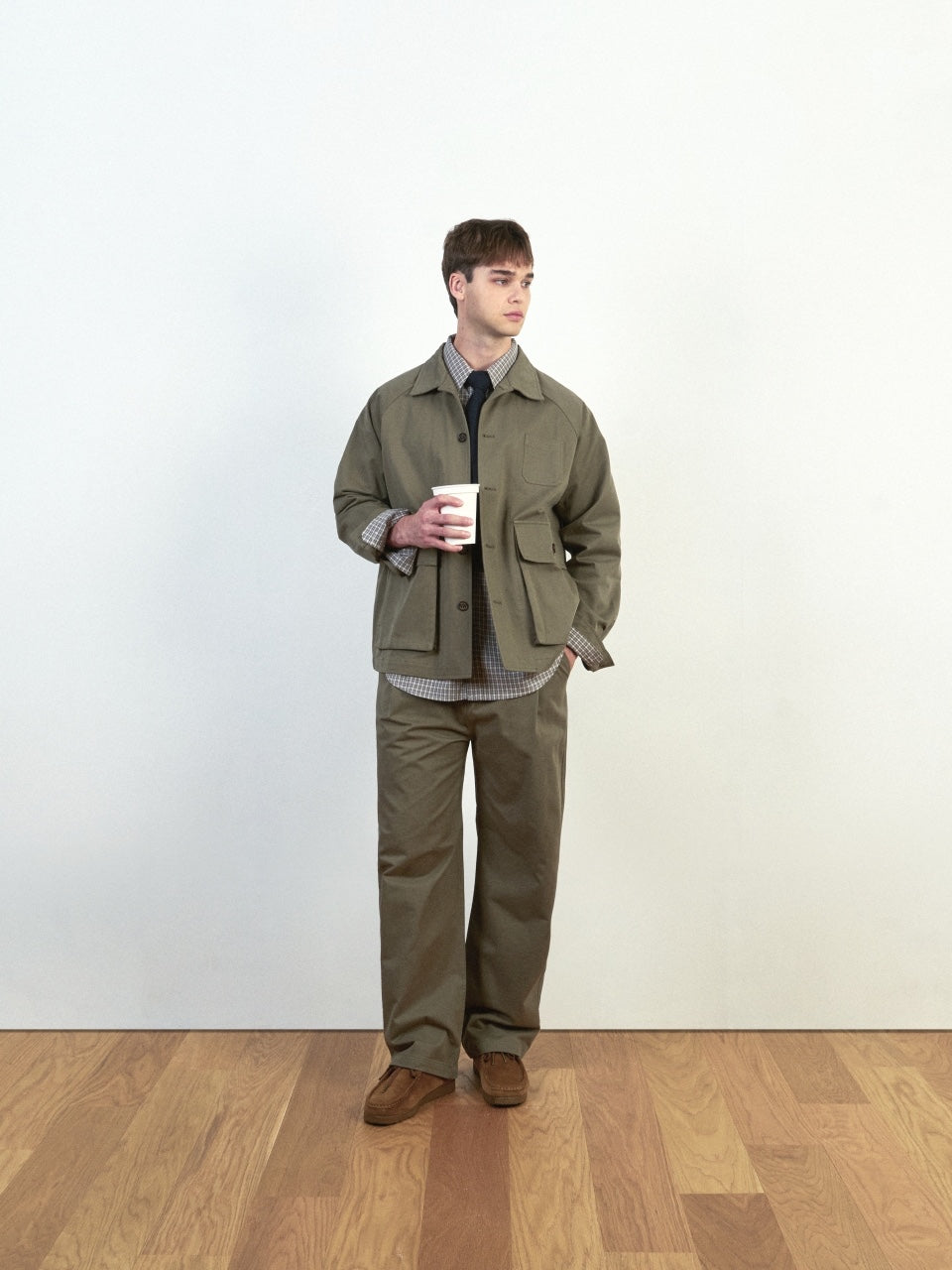 City Worker Pin-tuck Trouser (Khaki Gray)