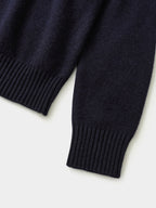 High-Neck Two-Tone Cardigan (Navy-Olive)