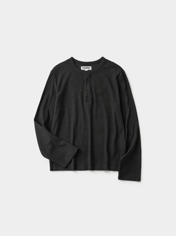 Henley Neck Long Sleeve T-Shirt (Charcoal)