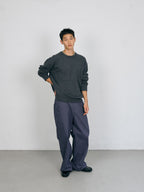 Layered Wool Crew Knit (Charcoal-Olive)