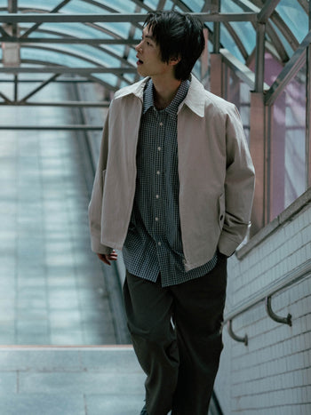 Glen Cotton Drizzler Jacket (Beige)