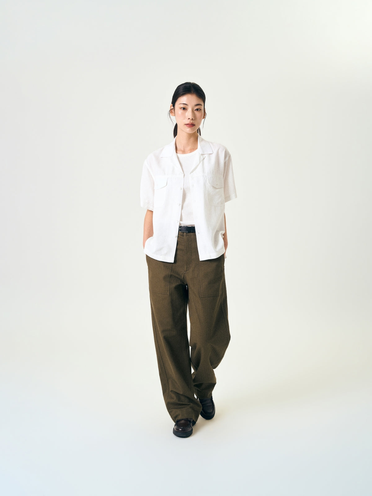 Double Pocket Slub Shirts (Brown)