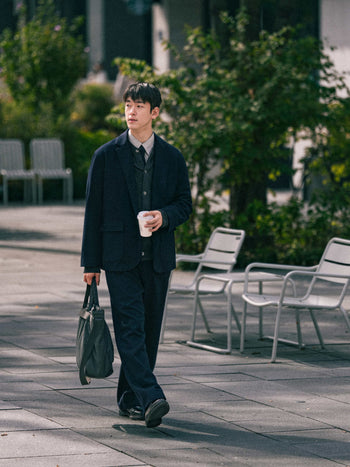 City Wool Pin-tuck Trouser (Charcoal)