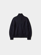 High-Neck Two-Tone Cardigan (Navy-Olive)