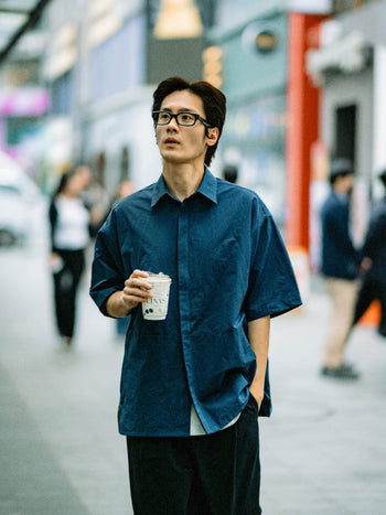 Hidden Type Half Sleeve Shirts (Charcoal)