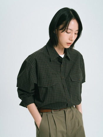 Classic Check Western Shirts (Olive Green)