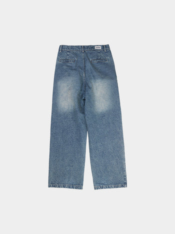 Loose Fit Pin-tuck Denim Pants - Mid Indigo | A3 (XL)