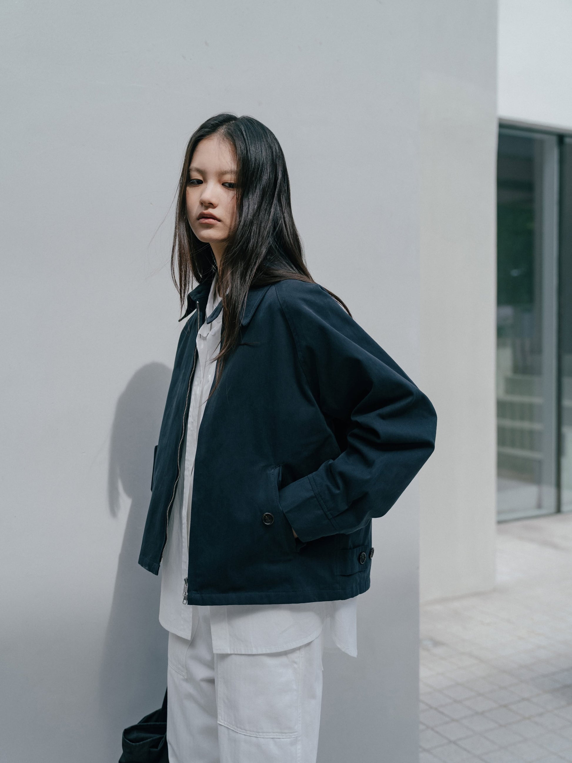 Glen Cotton Drizzler Jacket (Navy)