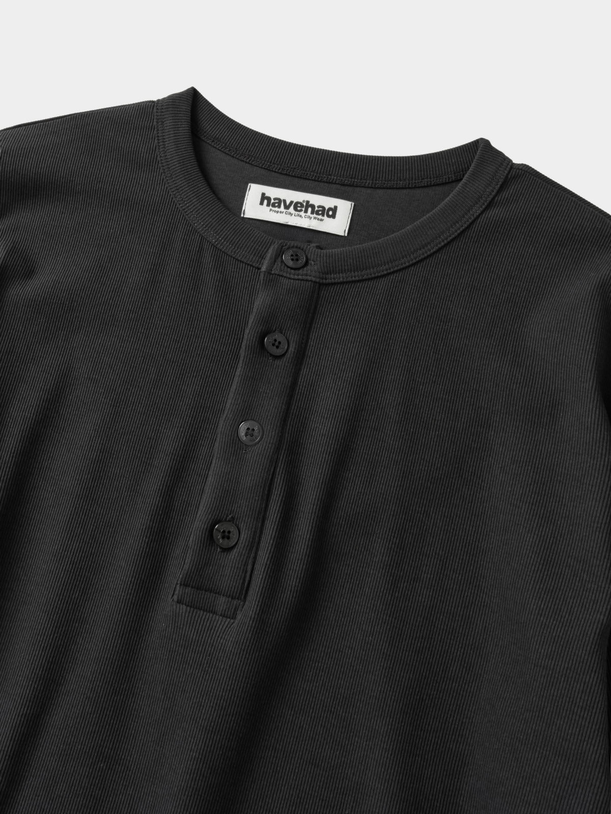 Henley Neck Long Sleeve T-Shirt (Charcoal)