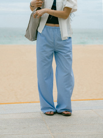 Easy Stripe Banding Pants (Stripe Olive)