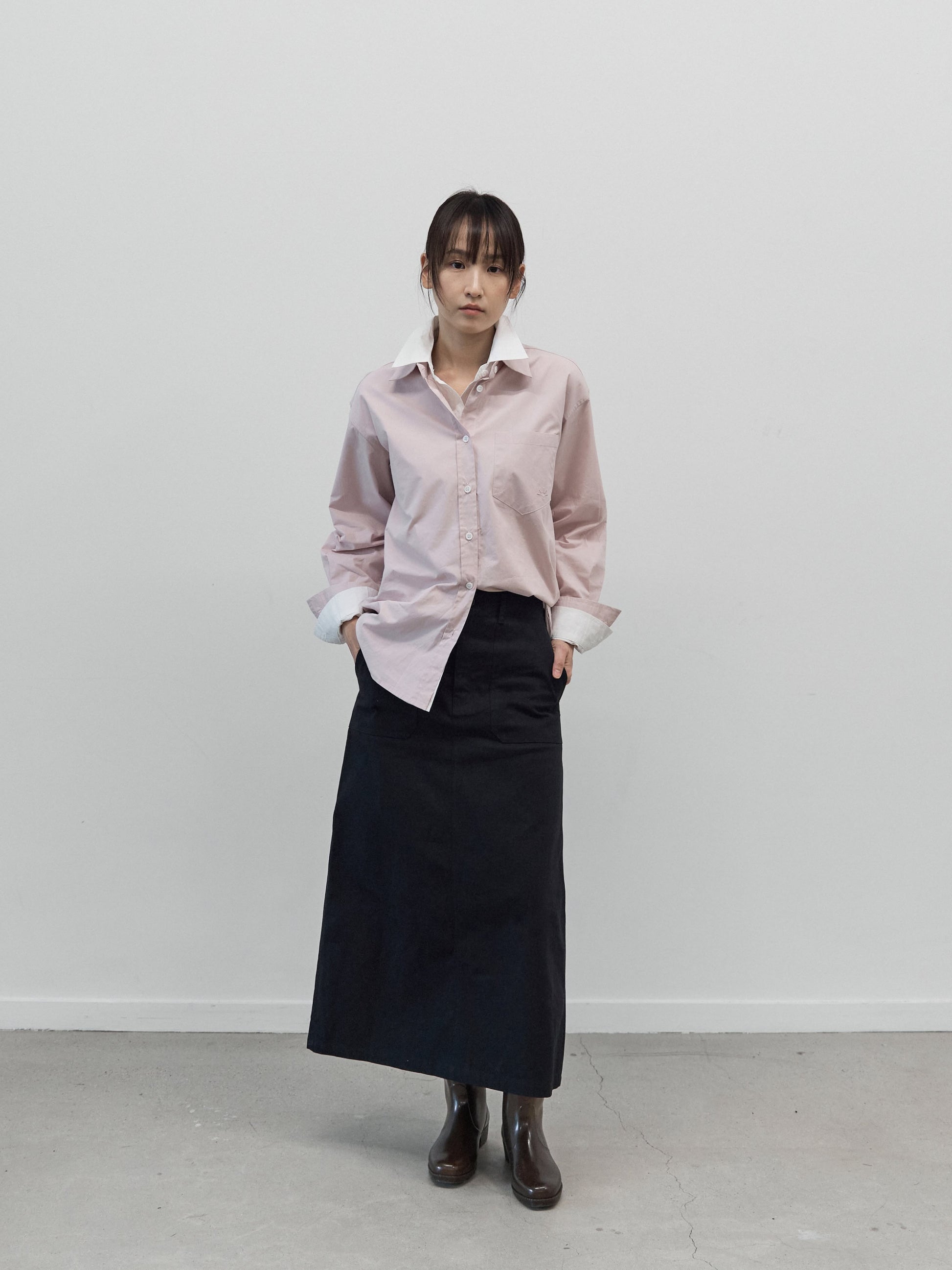 Herringbone Twill Fatigue Skirt (Black)