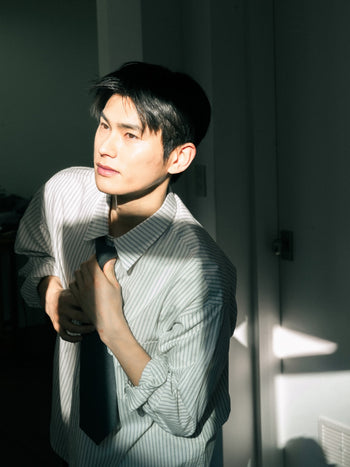 One Pocket Stripe Shirts (Blue Gray)