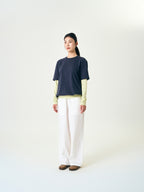 Relaxed Half String Tee (Navy)