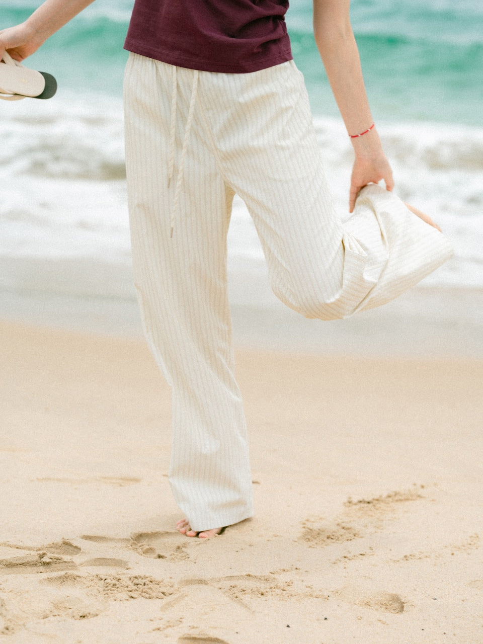 Easy Stripe Banding Pants (Stripe Blue)