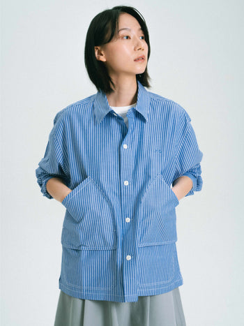 Field Pocket Shirt Jacket (Stripe White)