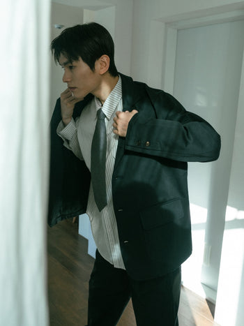 One Pocket Stripe Shirts (Blue Gray)