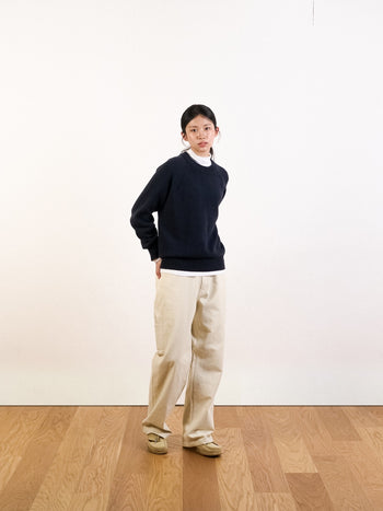 Yak Wool Crewneck Sweater (Navy)