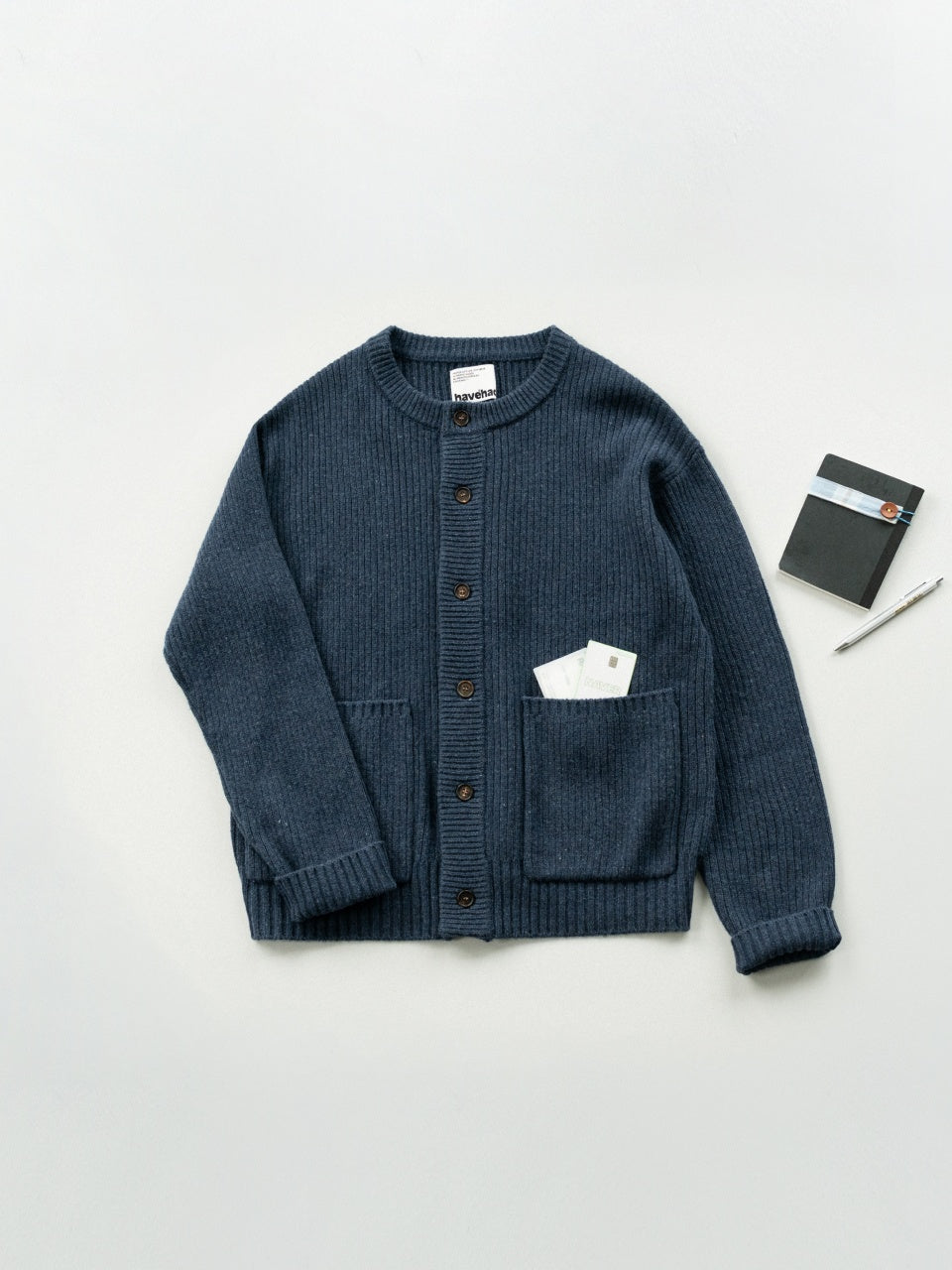 Daily Fine Wool Cardigan (Navy)