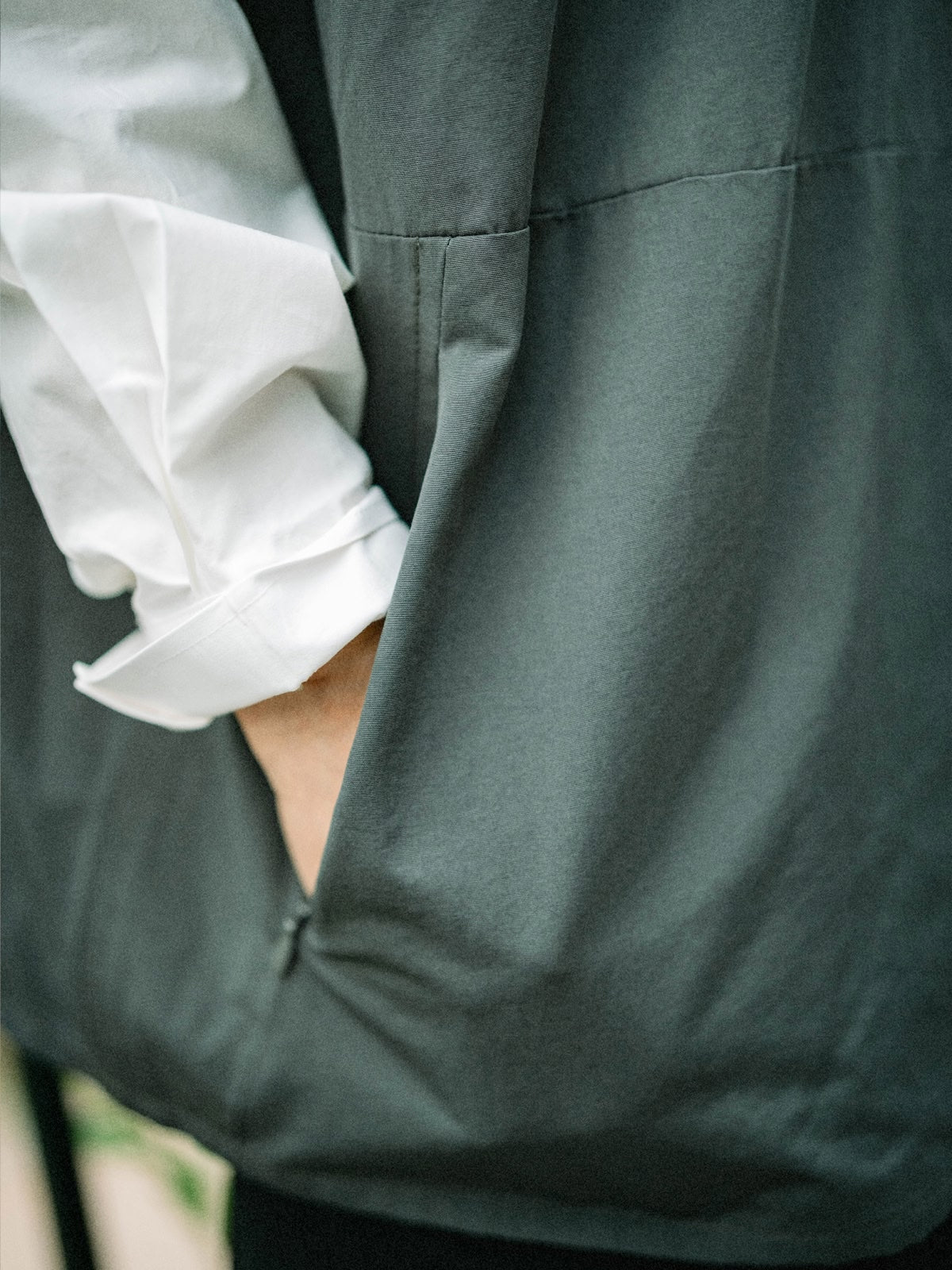 Hidden Type Half Sleeve Shirts (Charcoal)