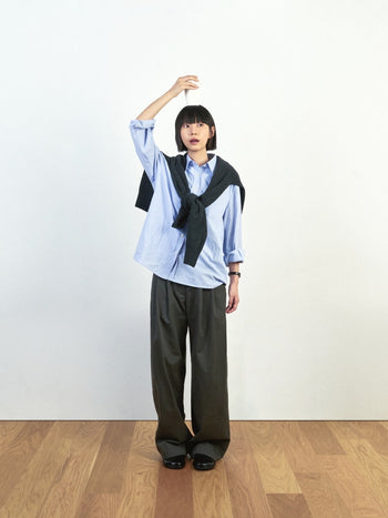 (W)Office Belted Pin-tuck Pants (Khaki)