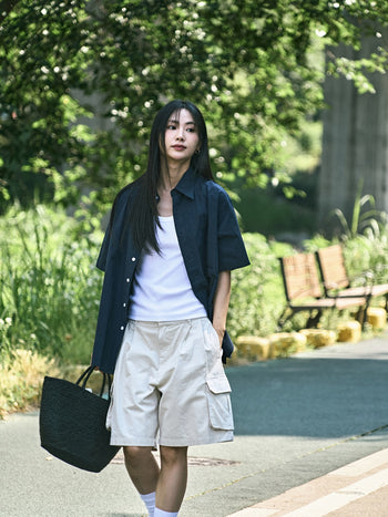 Utility Pin-tuck Cargo Shorts (Ecru)