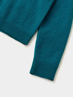 Soft Wool Round Cardigan (Blue Green)