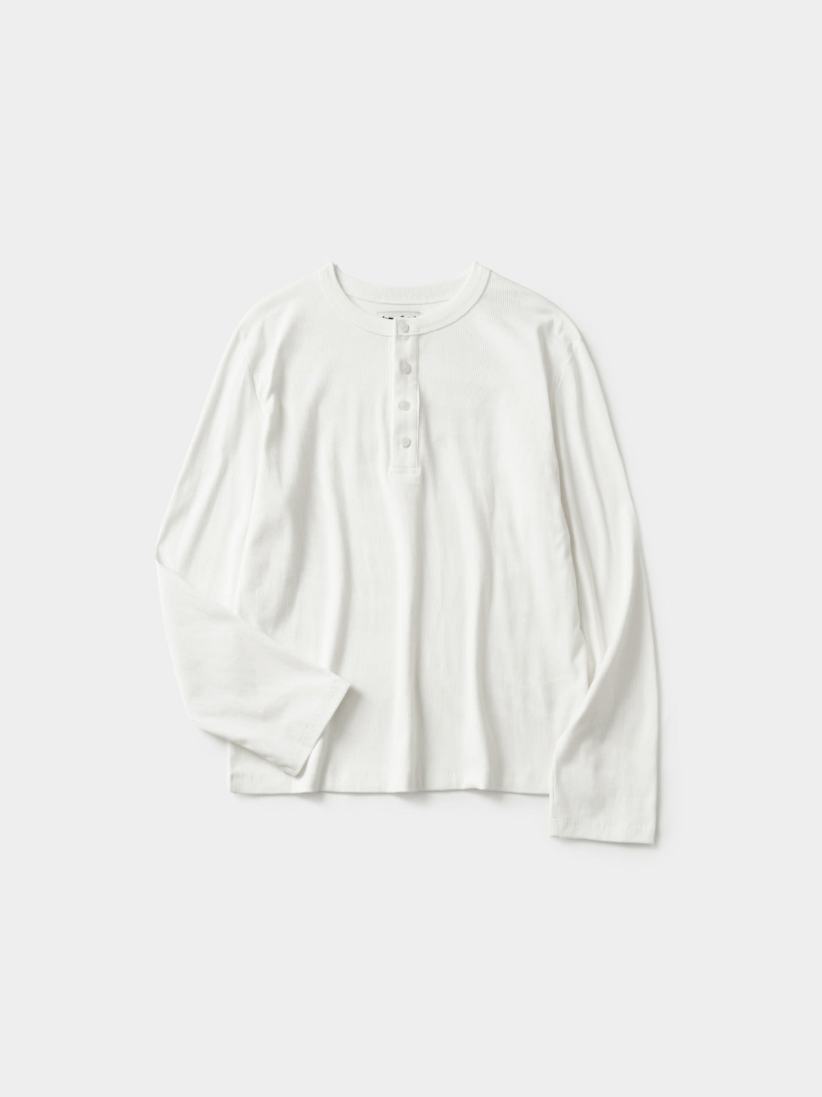 Henley Neck Long Sleeve T-Shirt (White)