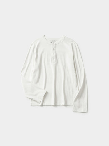 Henley Neck Long Sleeve T-Shirt (White)