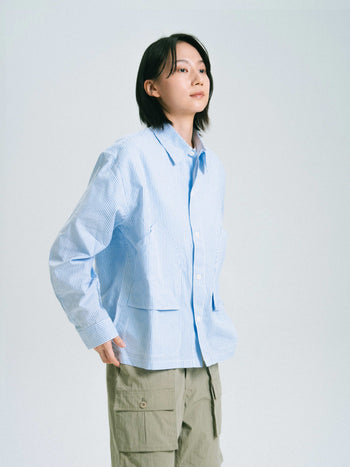 Field Pocket Shirt Jacket (Stripe Blue)