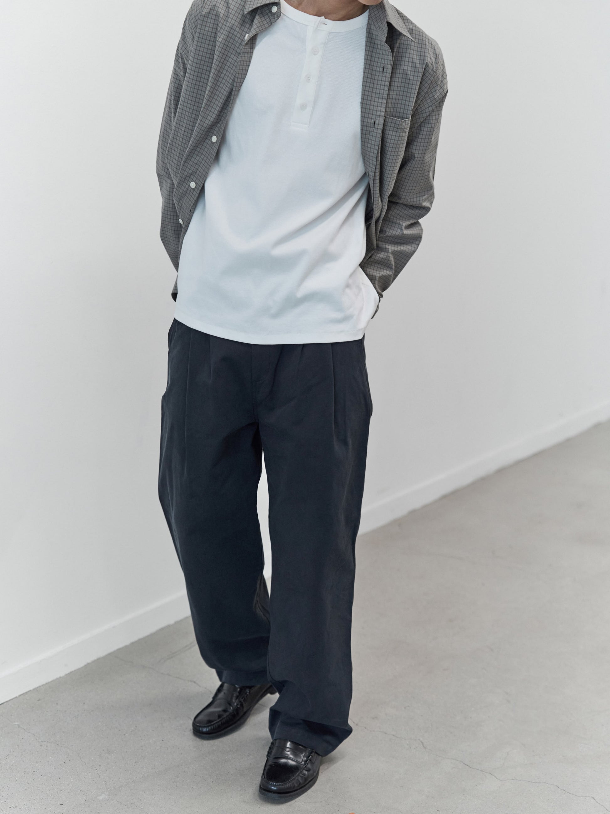 Henley Neck Long Sleeve T-Shirt (White)