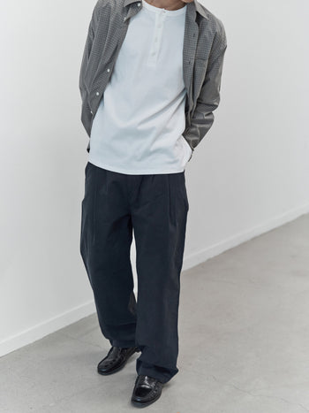 Henley Neck Long Sleeve T-Shirt (White)