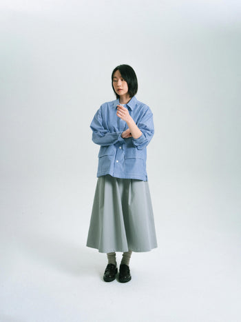 (W)Relaxed Flare Chino Skirt (Blue Gray)