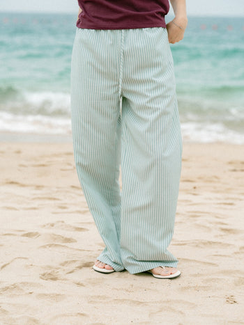 Easy Stripe Banding Pants (Stripe Blue)