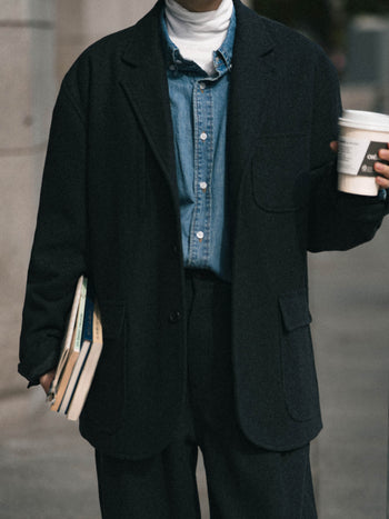 City Wool Pin-tuck Trouser - Navy | A1 (M)