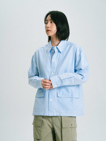 Field Pocket Shirt Jacket (Stripe Blue)
